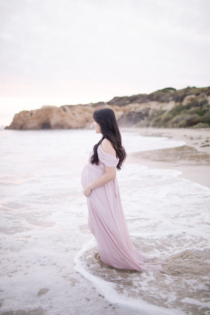 Fine Art Natural Light and Airy Maternity Newborn Baby Photo Session on the beach at Sunset | Orange County, California | Tiffany Chi Photography | Maternity and Newborn Photo Package | Baby's First Year Photography Package