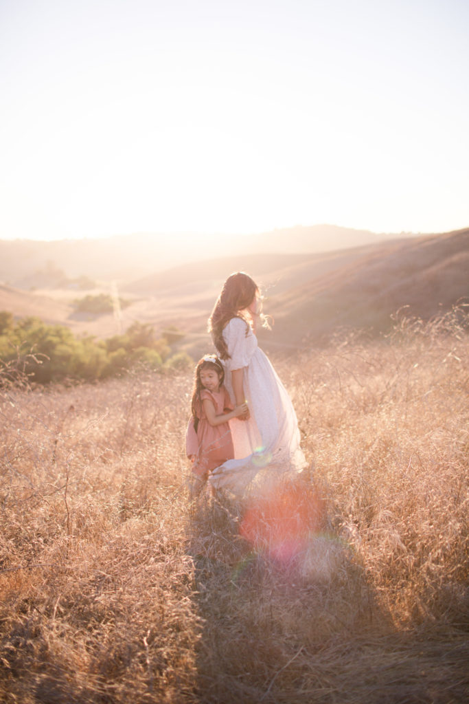 Family Maternity Lifestyle Photography Natural Light and Airy Golden Fields at Sunset | Orange County, California | Tiffany Chi Photography